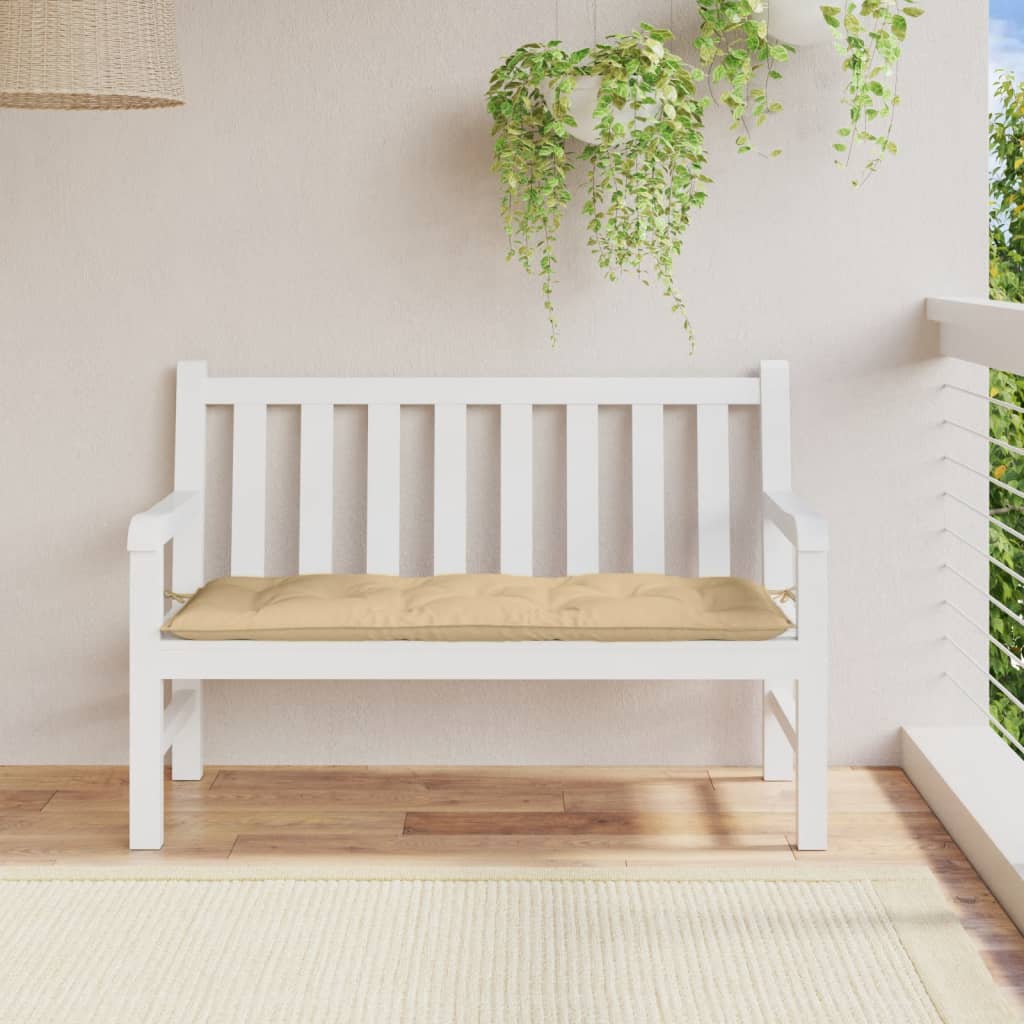 Tuinbankkussen 120x50x7 cm stof gemêleerd beige - AllerleiShop