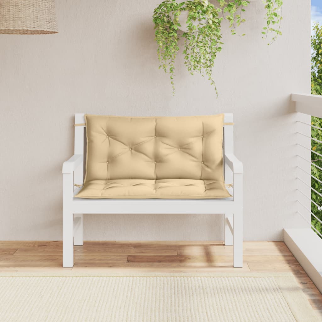 Tuinbankkussens 2 st 100x50x7 cm stof gemêleerd beige - AllerleiShop