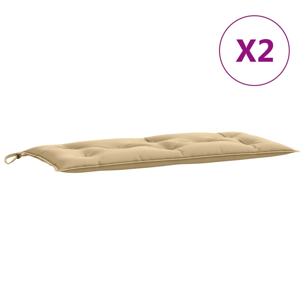 Tuinbankkussens 2 st 100x50x7 cm stof gemêleerd beige - AllerleiShop