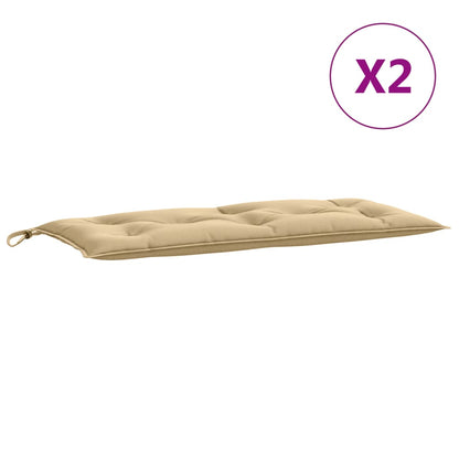 Tuinbankkussens 2 st 100x50x7 cm stof gemêleerd beige - AllerleiShop