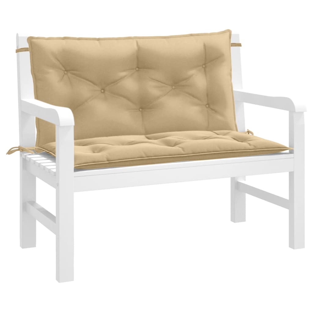 Tuinbankkussens 2 st 100x50x7 cm stof gemêleerd beige - AllerleiShop