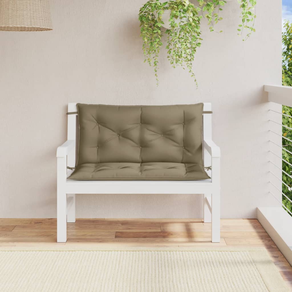 Tuinbankkussens 2 st 100x50x7 cm stof gemêleerd taupe - AllerleiShop