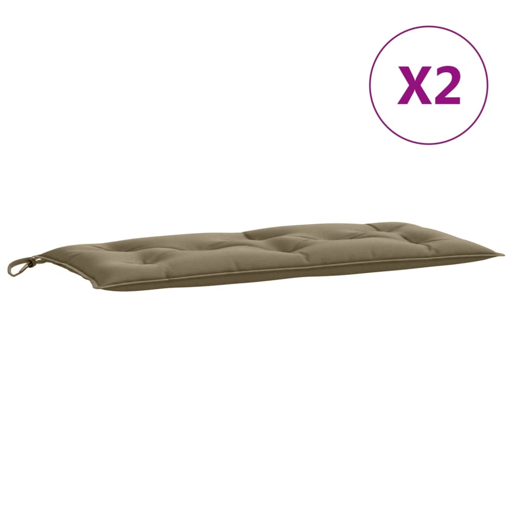 Tuinbankkussens 2 st 100x50x7 cm stof gemêleerd taupe - AllerleiShop