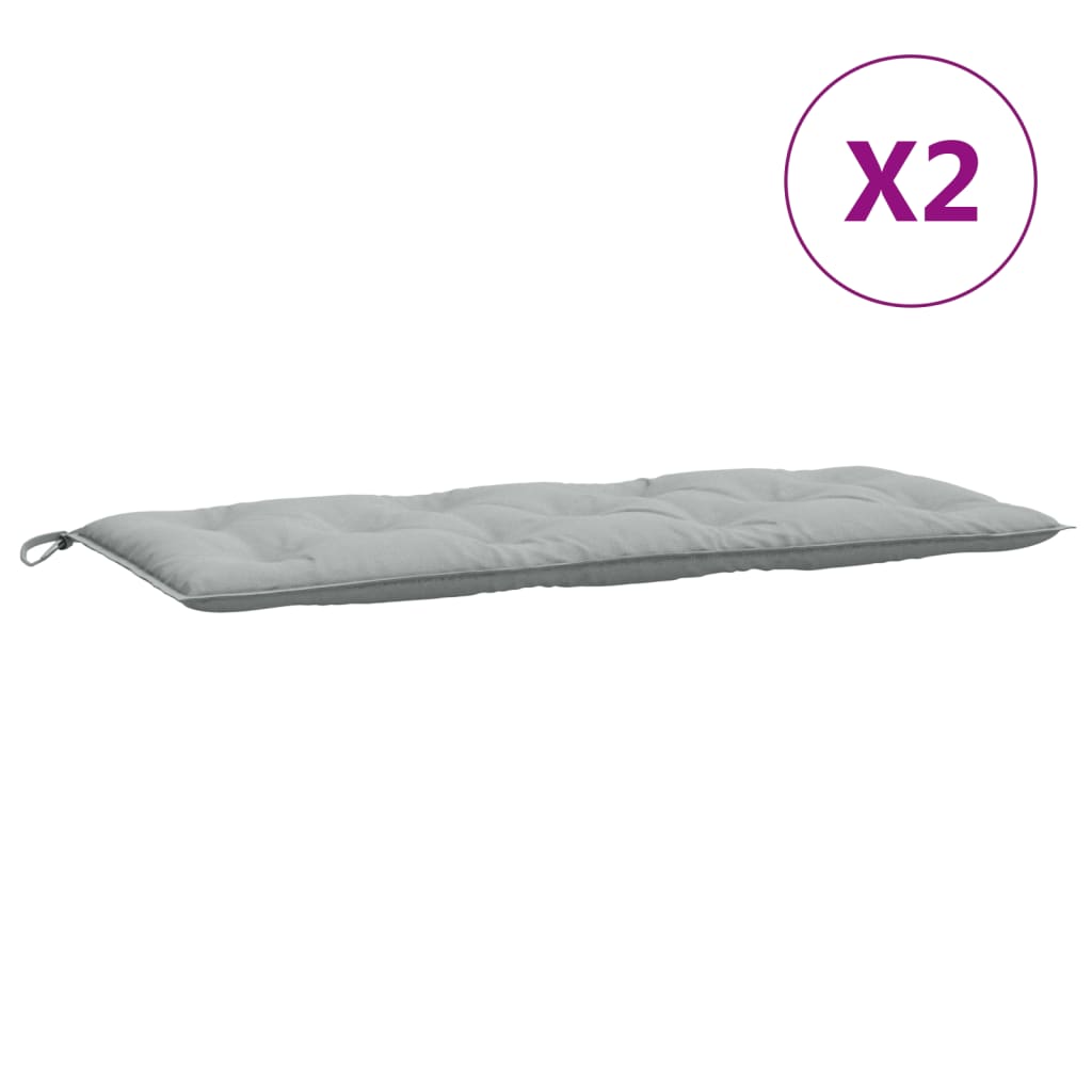 Tuinbankkussens 2 st 120x50x7 cm stof gemêleerd lichtgrijs - AllerleiShop