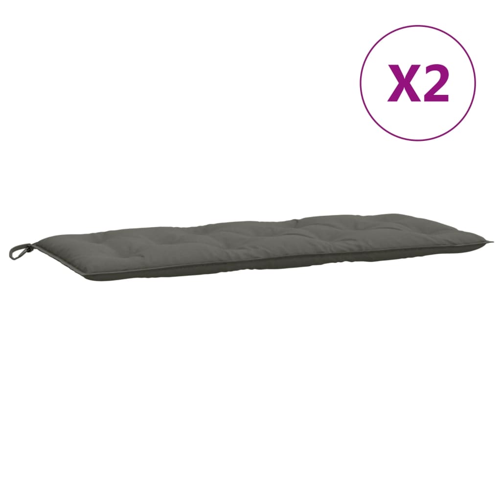 Tuinbankkussens 2 st 120x50x7 cm stof gemêleerd donkergrijs - AllerleiShop