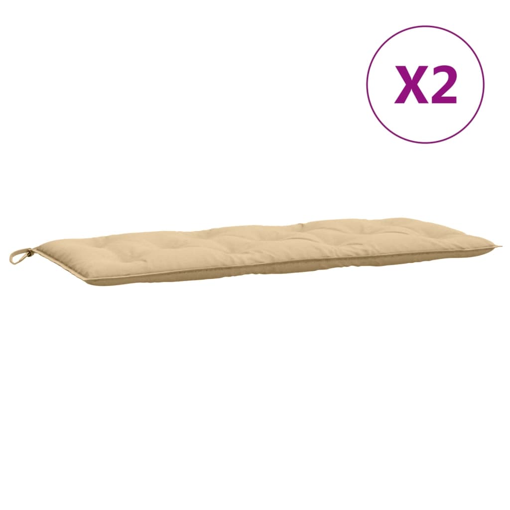 Tuinbankkussens 2 st 120x50x7 cm stof gemêleerd beige - AllerleiShop