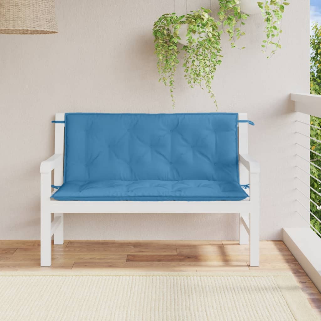 Tuinbankkussens 2 st 120x50x7 cm stof gemêleerd blauw - AllerleiShop