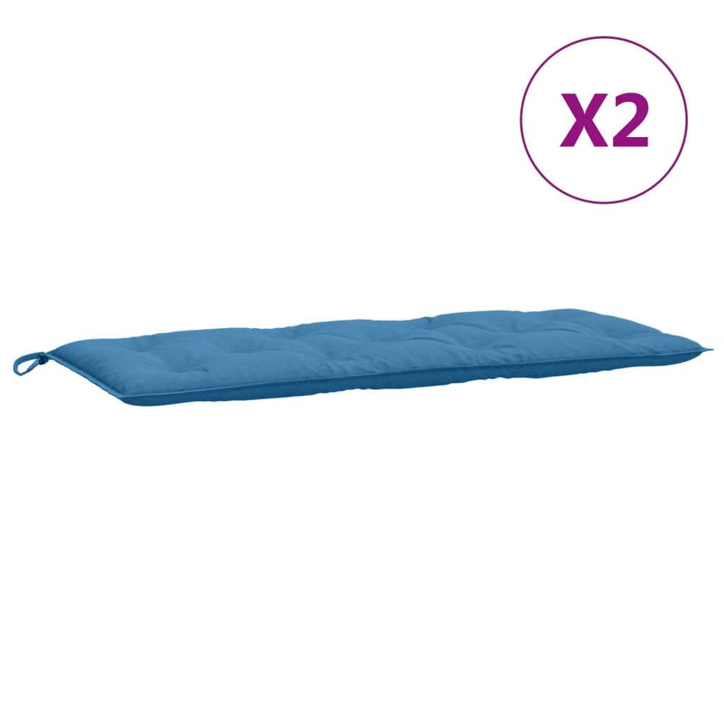 Tuinbankkussens 2 st 120x50x7 cm stof gemêleerd blauw - AllerleiShop