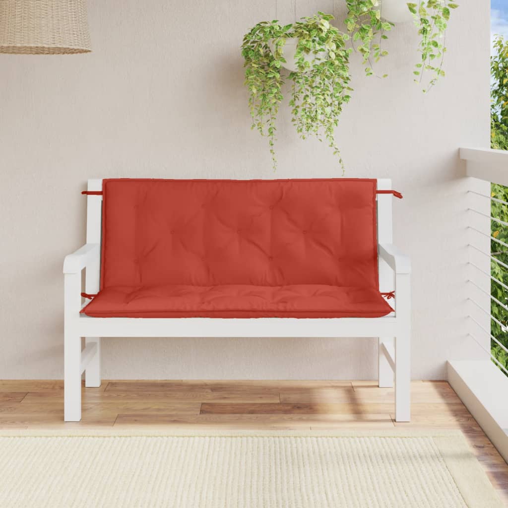 Tuinbankkussens 2 st 120x50x7 cm stof gemêleerd rood - AllerleiShop