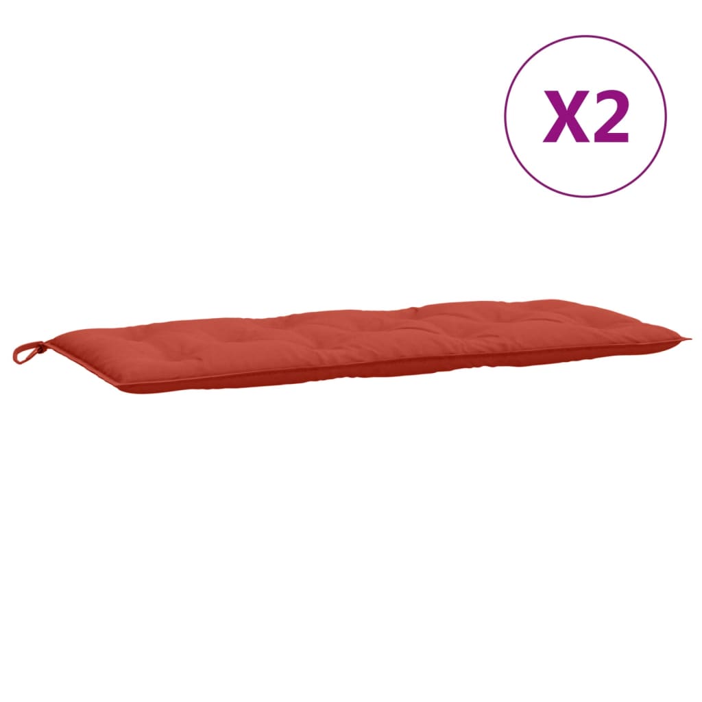 Tuinbankkussens 2 st 120x50x7 cm stof gemêleerd rood - AllerleiShop