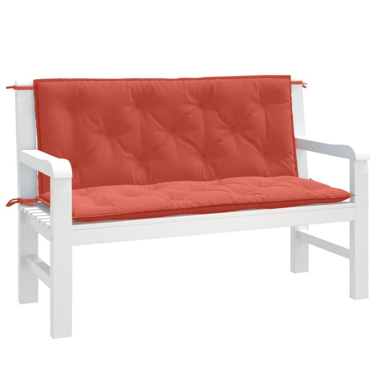 Tuinbankkussens 2 st 120x50x7 cm stof gemêleerd rood - AllerleiShop