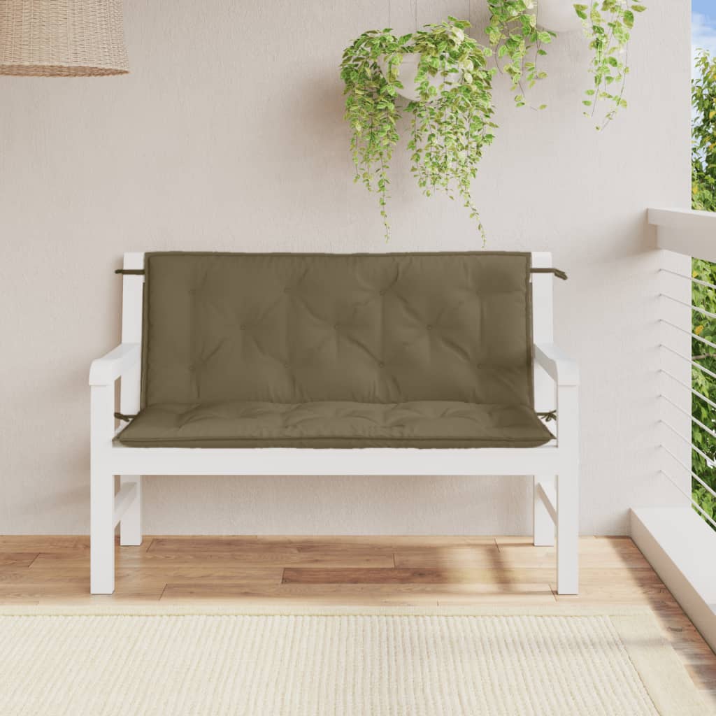 Tuinbankkussens 2 st 120x50x7 cm stof gemêleerd taupe - AllerleiShop