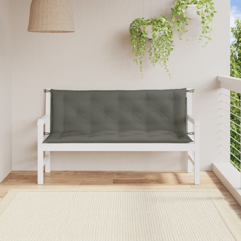 Tuinbankkussens 2 st 150x50x7 cm stof gemêleerd donkergrijs - AllerleiShop