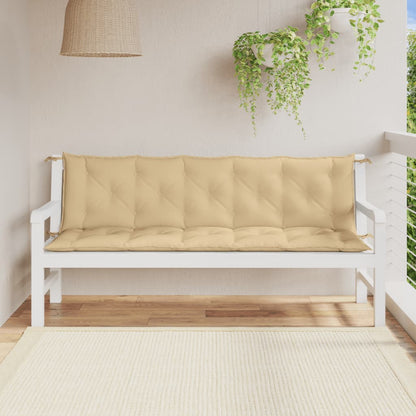 Tuinbankkussens 2 st 180x50x7 cm stof gemêleerd beige - AllerleiShop