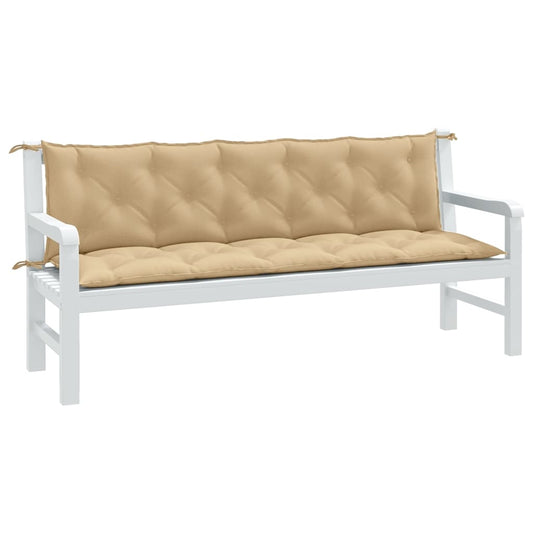 Tuinbankkussens 2 st 180x50x7 cm stof gemêleerd beige - AllerleiShop