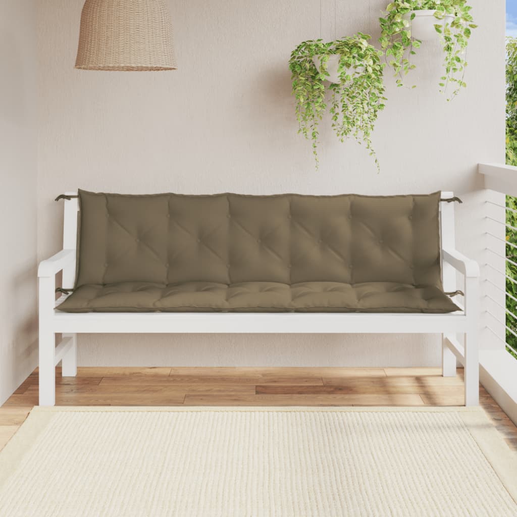 Tuinbankkussens 2 st 180x50x7 cm stof gemêleerd taupe - AllerleiShop