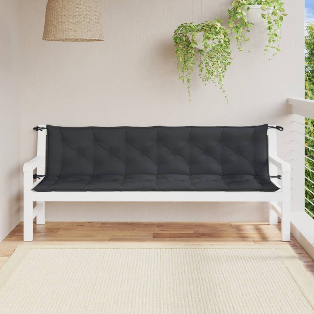 Tuinbankkussens 2 st 200x50x7 cm stof gemêleerd antracietkleur - AllerleiShop