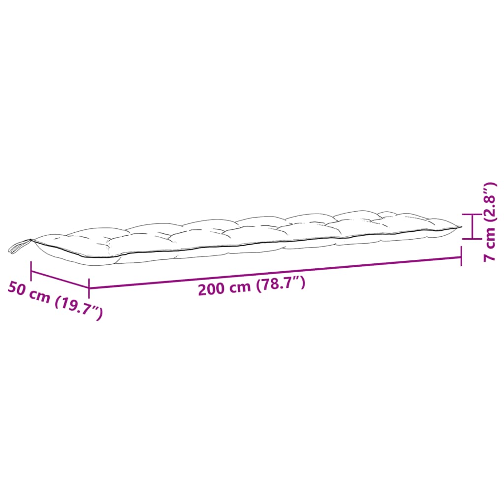 Tuinbankkussens 2 st 200x50x7 cm stof gemêleerd antracietkleur - AllerleiShop