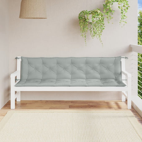 Tuinbankkussens 2 st 200x50x7 cm stof gemêleerd lichtgrijs - AllerleiShop