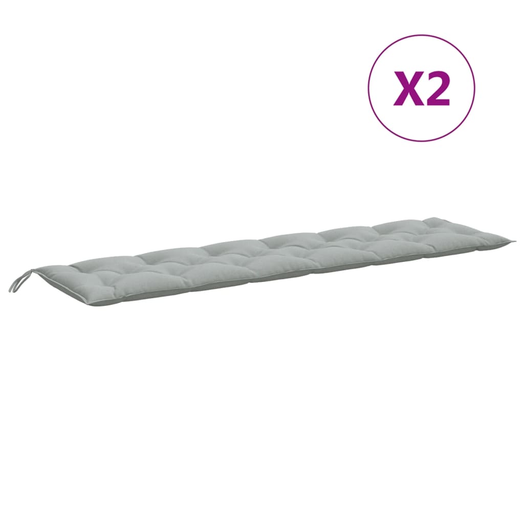 Tuinbankkussens 2 st 200x50x7 cm stof gemêleerd lichtgrijs - AllerleiShop