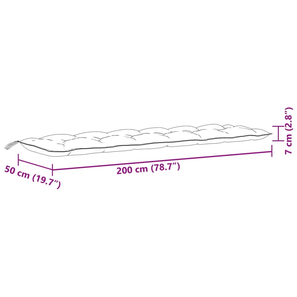 Tuinbankkussens 2 st 200x50x7 cm stof gemêleerd crèmekleurig - AllerleiShop