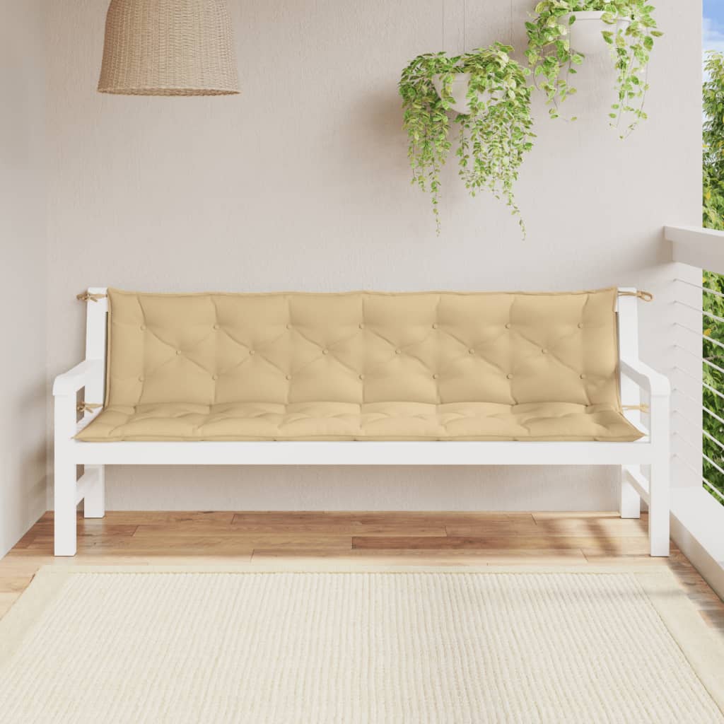 Tuinbankkussens 2 st 200x50x7 cm stof gemêleerd beige - AllerleiShop