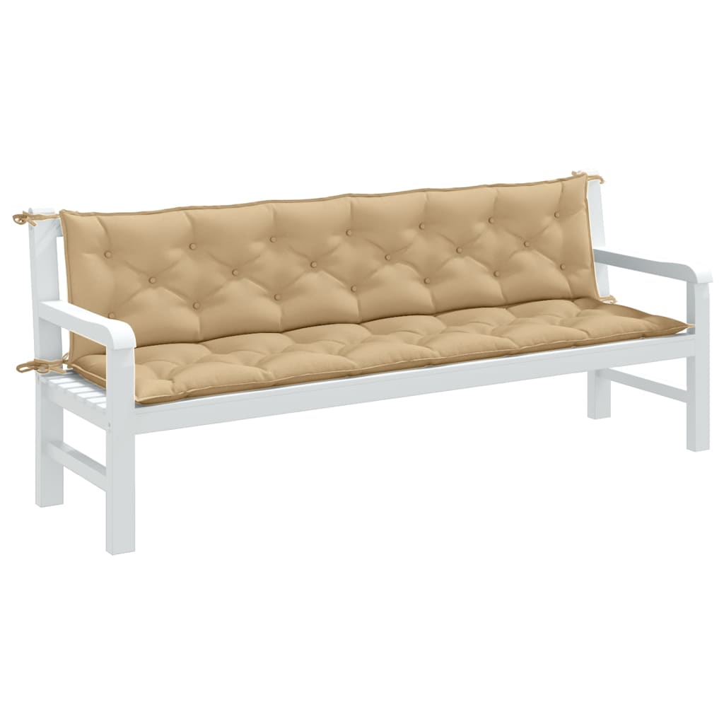 Tuinbankkussens 2 st 200x50x7 cm stof gemêleerd beige - AllerleiShop