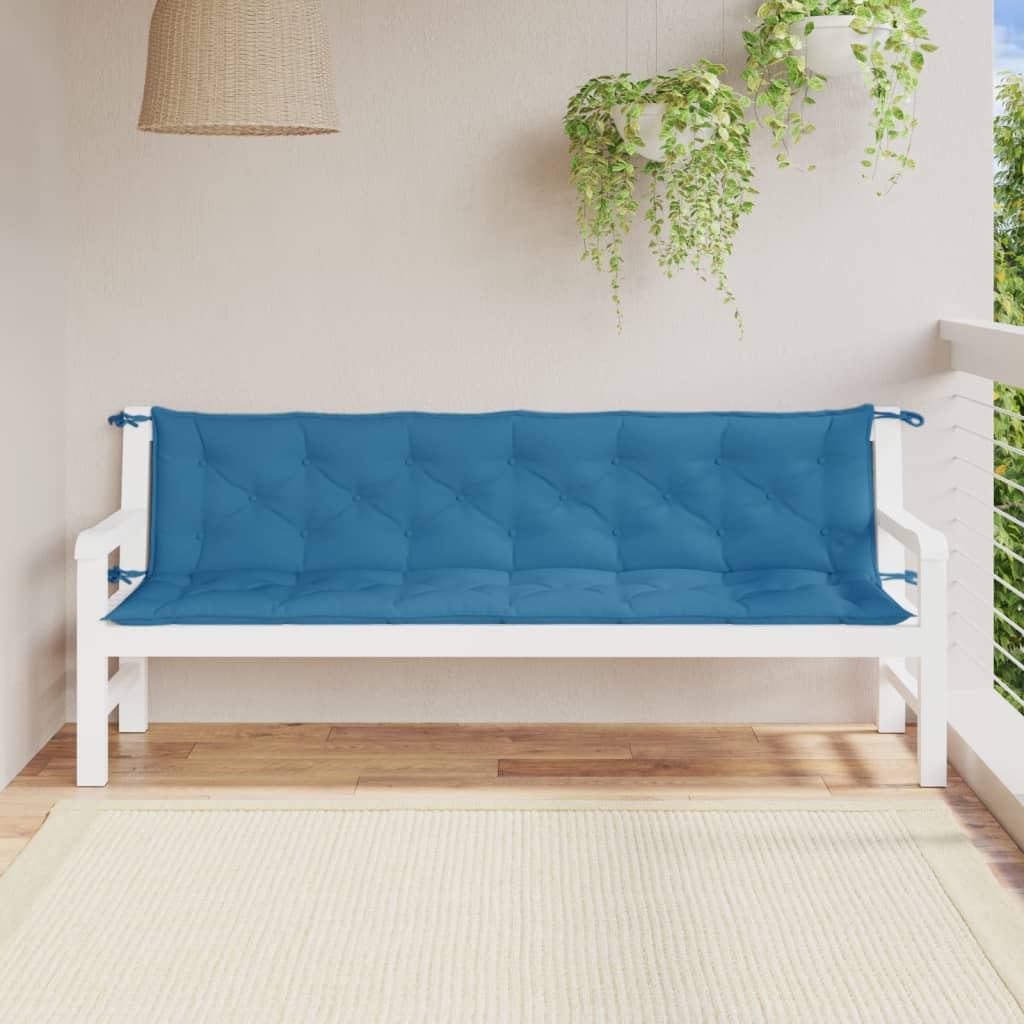 Tuinbankkussens 2 st 200x50x7 cm stof gemêleerd blauw - AllerleiShop