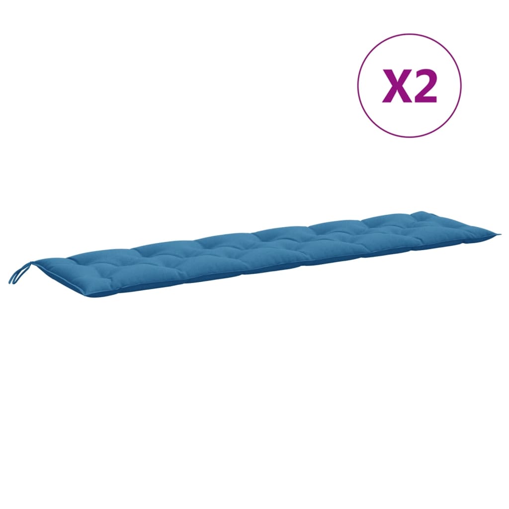 Tuinbankkussens 2 st 200x50x7 cm stof gemêleerd blauw - AllerleiShop