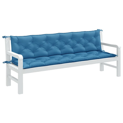 Tuinbankkussens 2 st 200x50x7 cm stof gemêleerd blauw - AllerleiShop