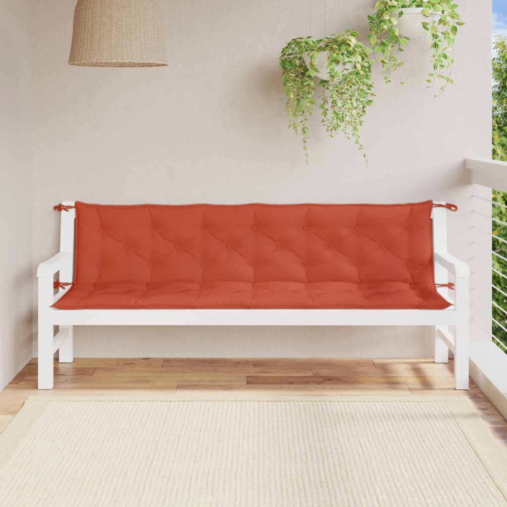 Tuinbankkussens 2 st 200x50x7 cm stof gemêleerd rood - AllerleiShop