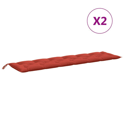 Tuinbankkussens 2 st 200x50x7 cm stof gemêleerd rood - AllerleiShop