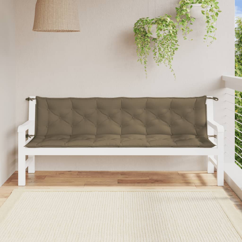 Tuinbankkussens 2 st 200x50x7 cm stof gemêleerd taupe - AllerleiShop