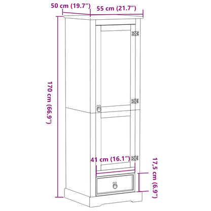 Kledingkast Corona 55x50x170 cm massief grenenhout - AllerleiShop