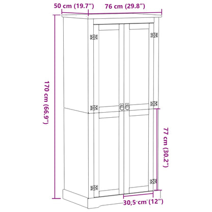 Kledingkast Corona 76x50x170 cm massief grenenhout - AllerleiShop