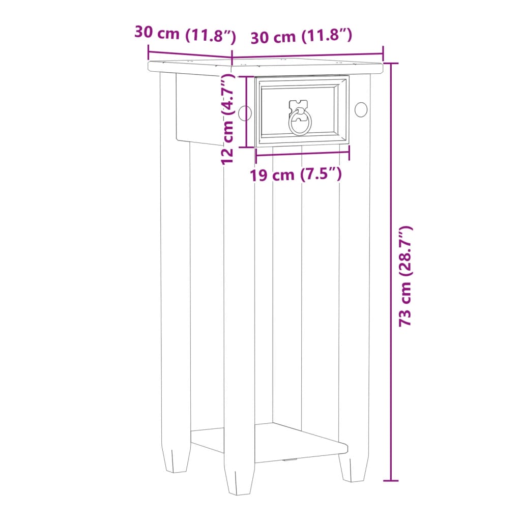 Plantenstandaard Corona 30x30x73 cm massief grenenhout