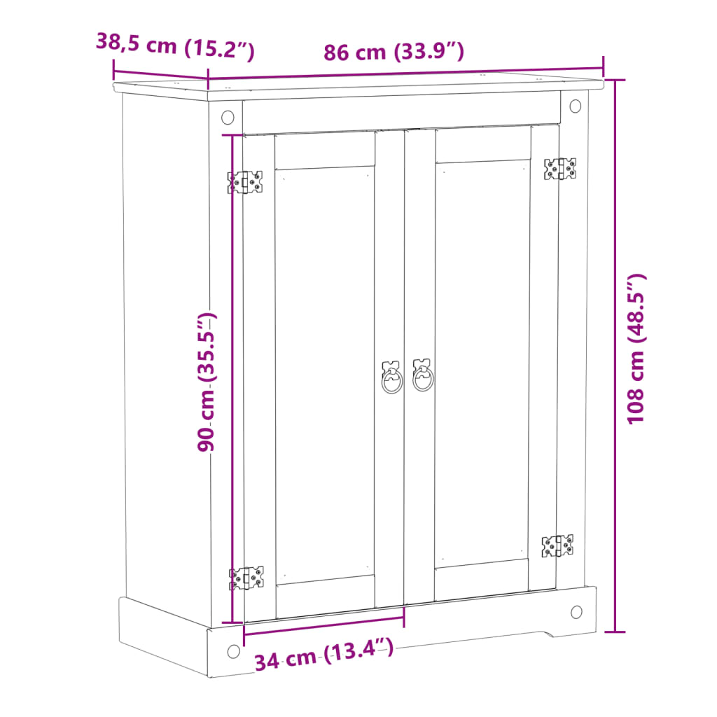 Schoenenkast Corona 86x38,5x108 cm massief grenenhout