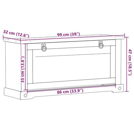 Schoenenkast Corona 99x32x47 cm massief grenenhout - AllerleiShop