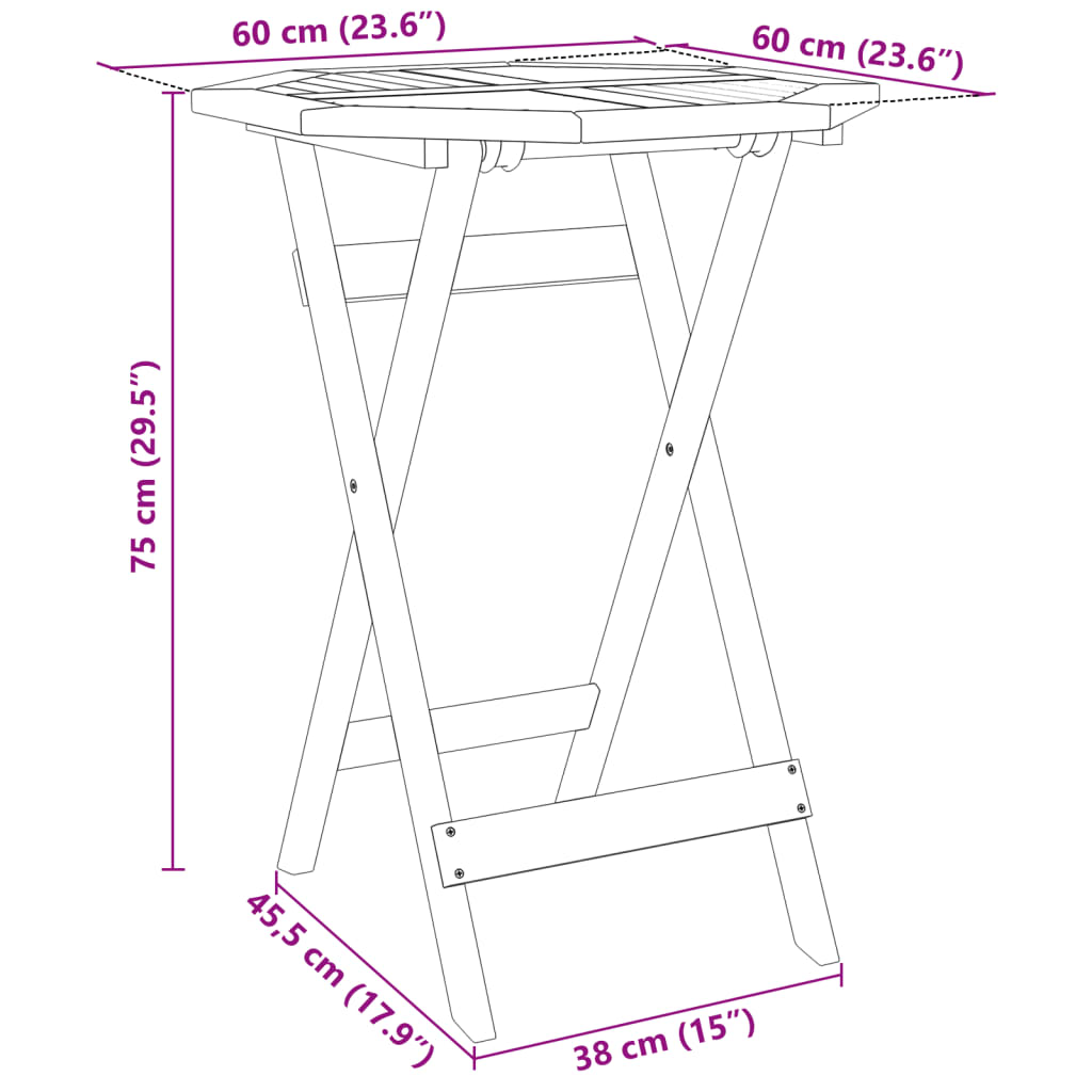 Tuintafel inklapbaar Ø60x75 cm massief acaciahout - AllerleiShop