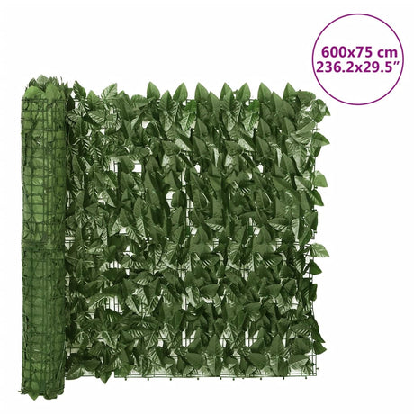 Balkonscherm met donkergroene bladeren 600x75 cm - AllerleiShop