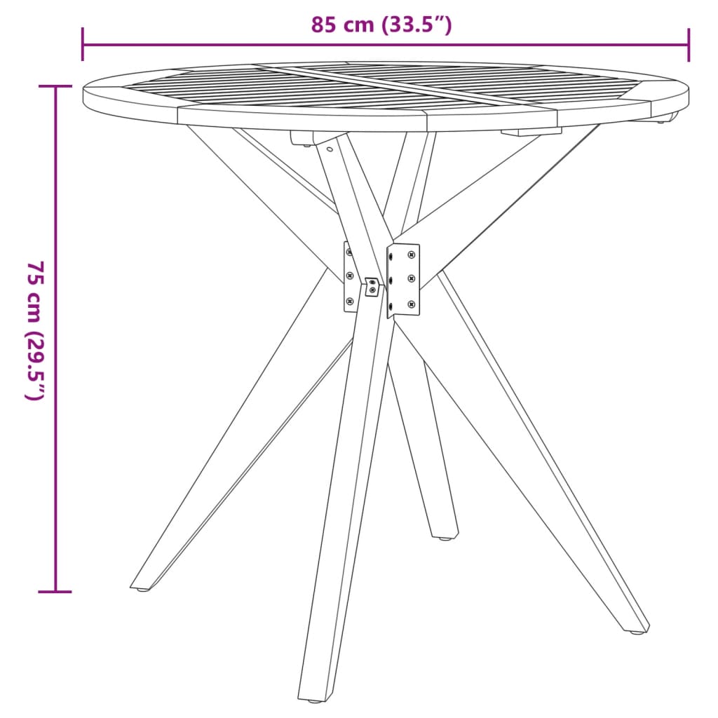 Tuintafel rond Ø85x75 cm massief acaciahout - AllerleiShop