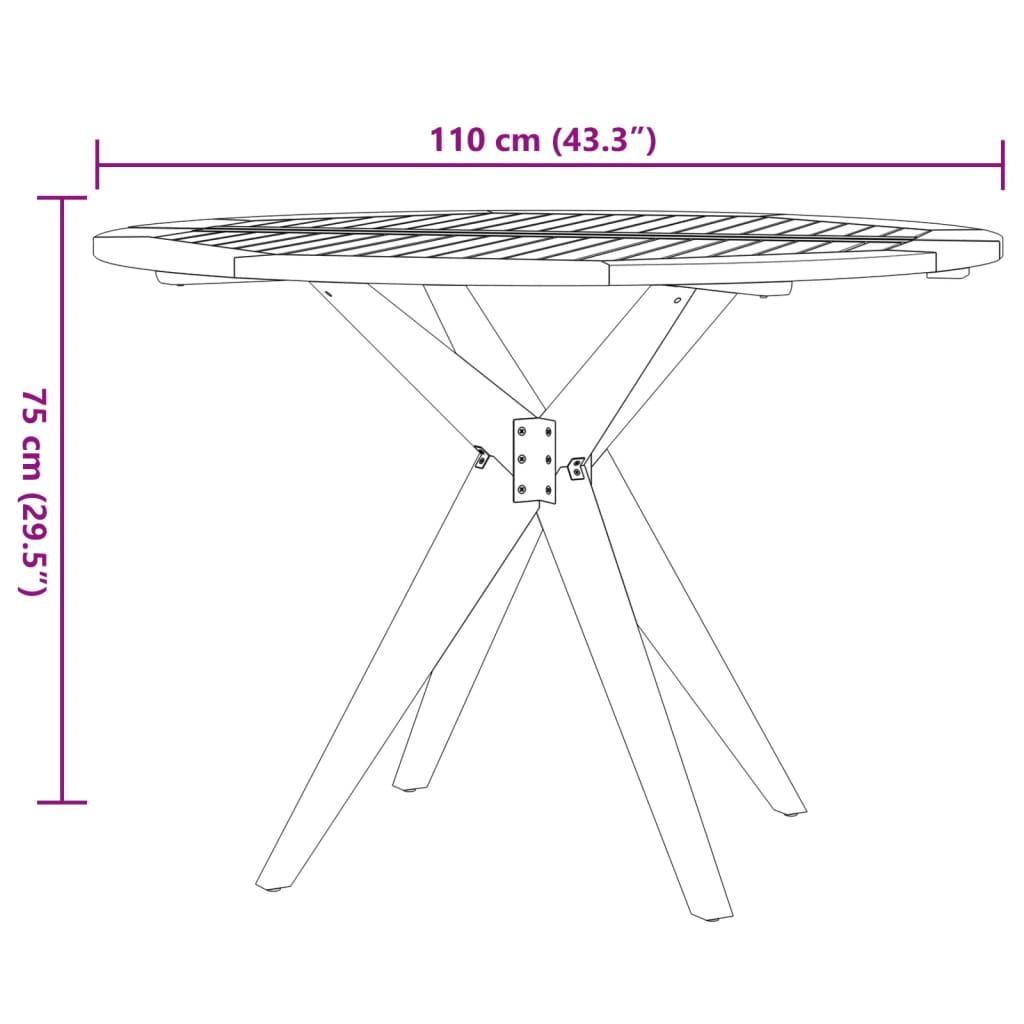 Tuintafel rond Ø110x75 cm massief acaciahout - AllerleiShop