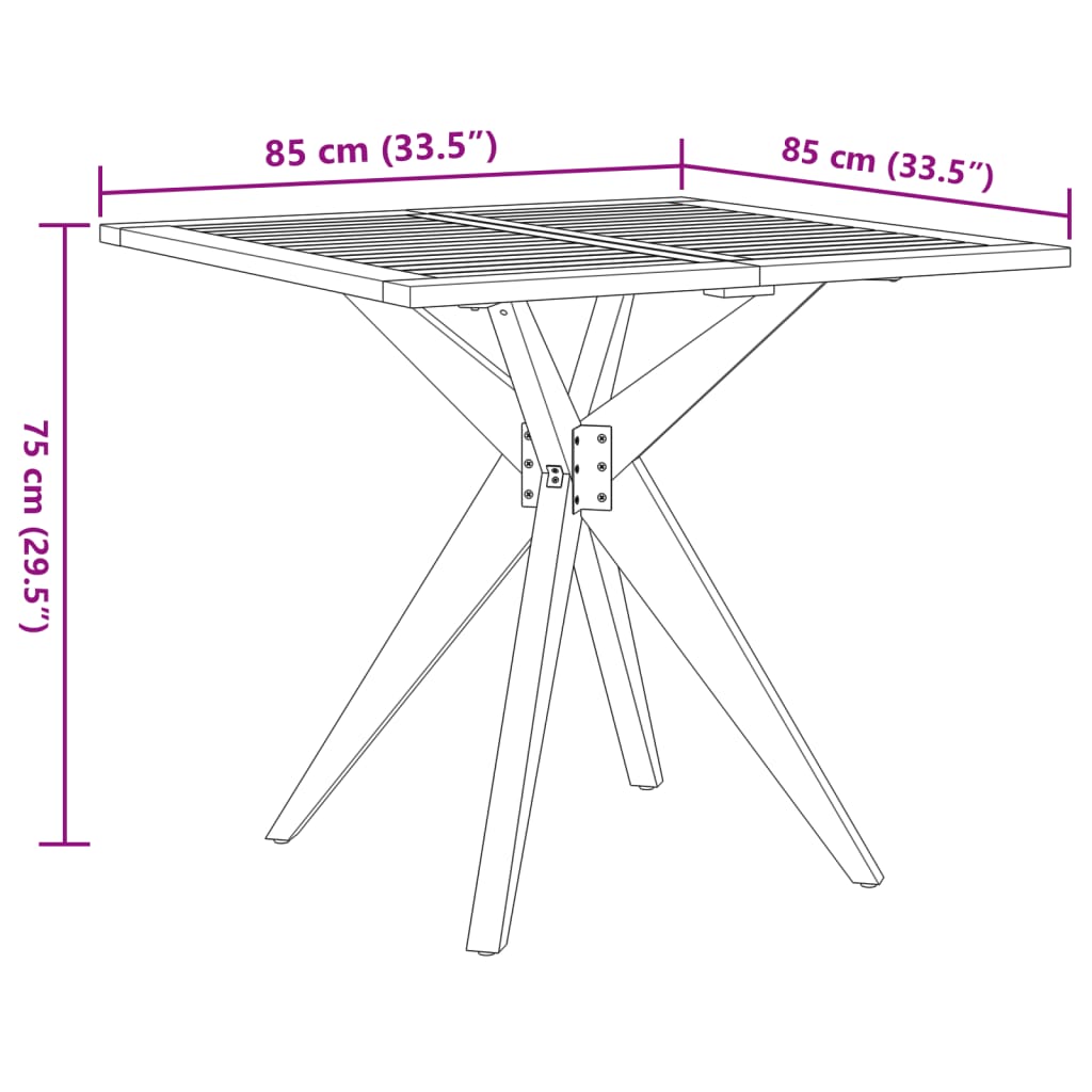 Tuintafel vierkant 85x85x75 cm massief acaciahout - AllerleiShop