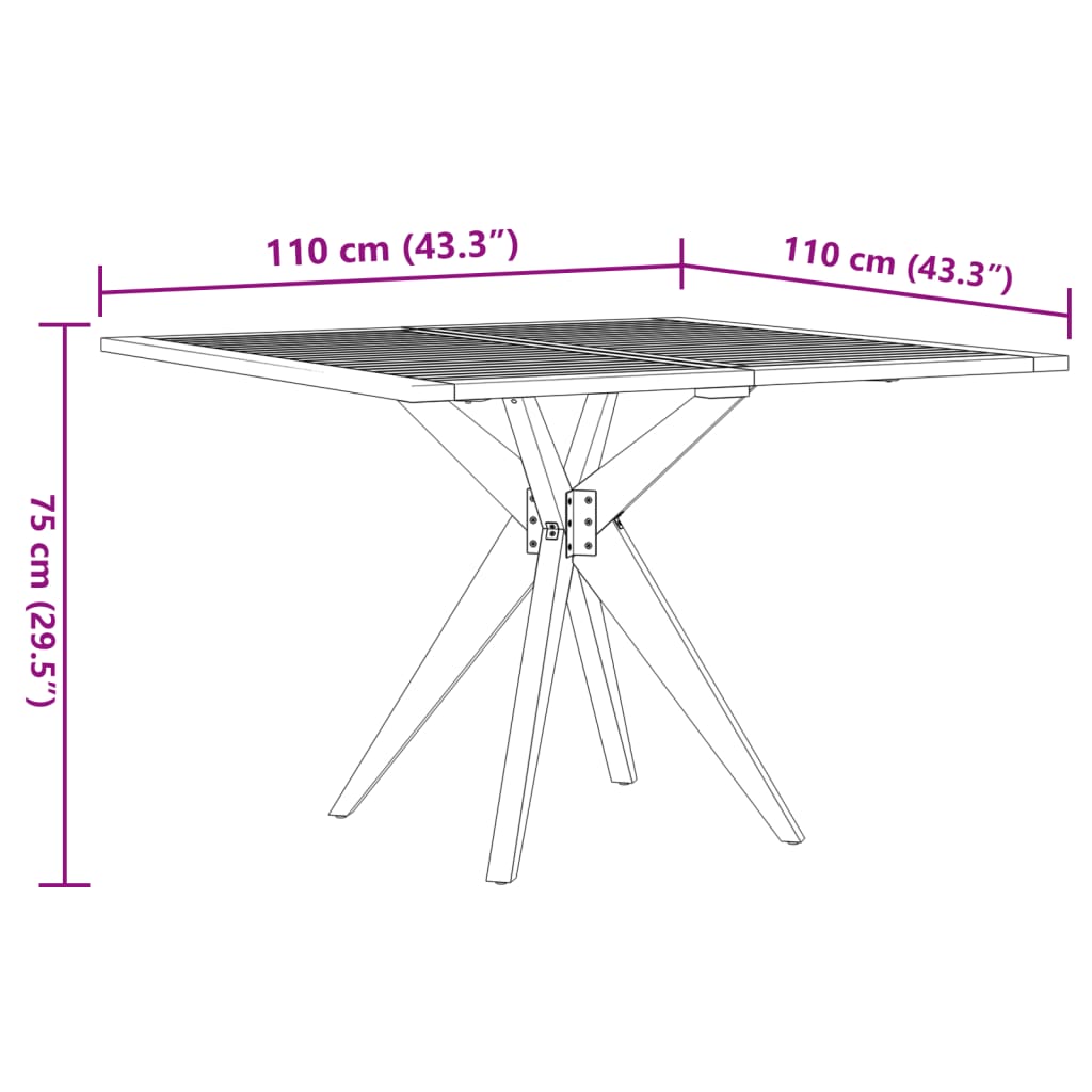 Tuintafel vierkant 110x110x75 cm massief acaciahout - AllerleiShop