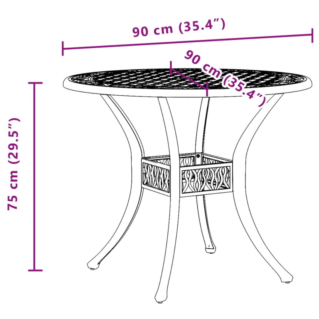 Tuintafel Ø 90x75 cm gietaluminium groen - AllerleiShop