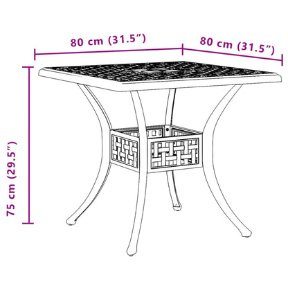 Tuintafel 80x80x75 cm gietaluminium bronskleurig - AllerleiShop