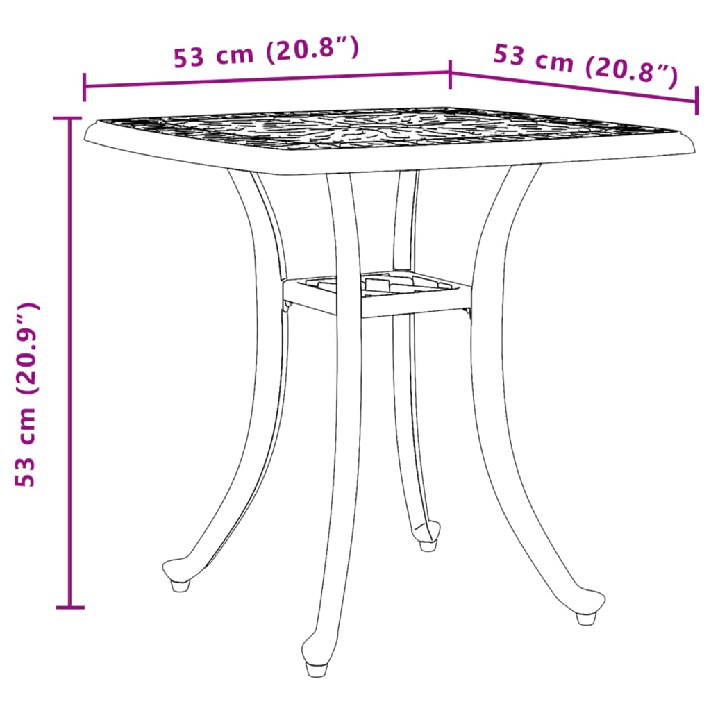 Tuintafel 53x53x53 cm gietaluminium bronskleurig - AllerleiShop