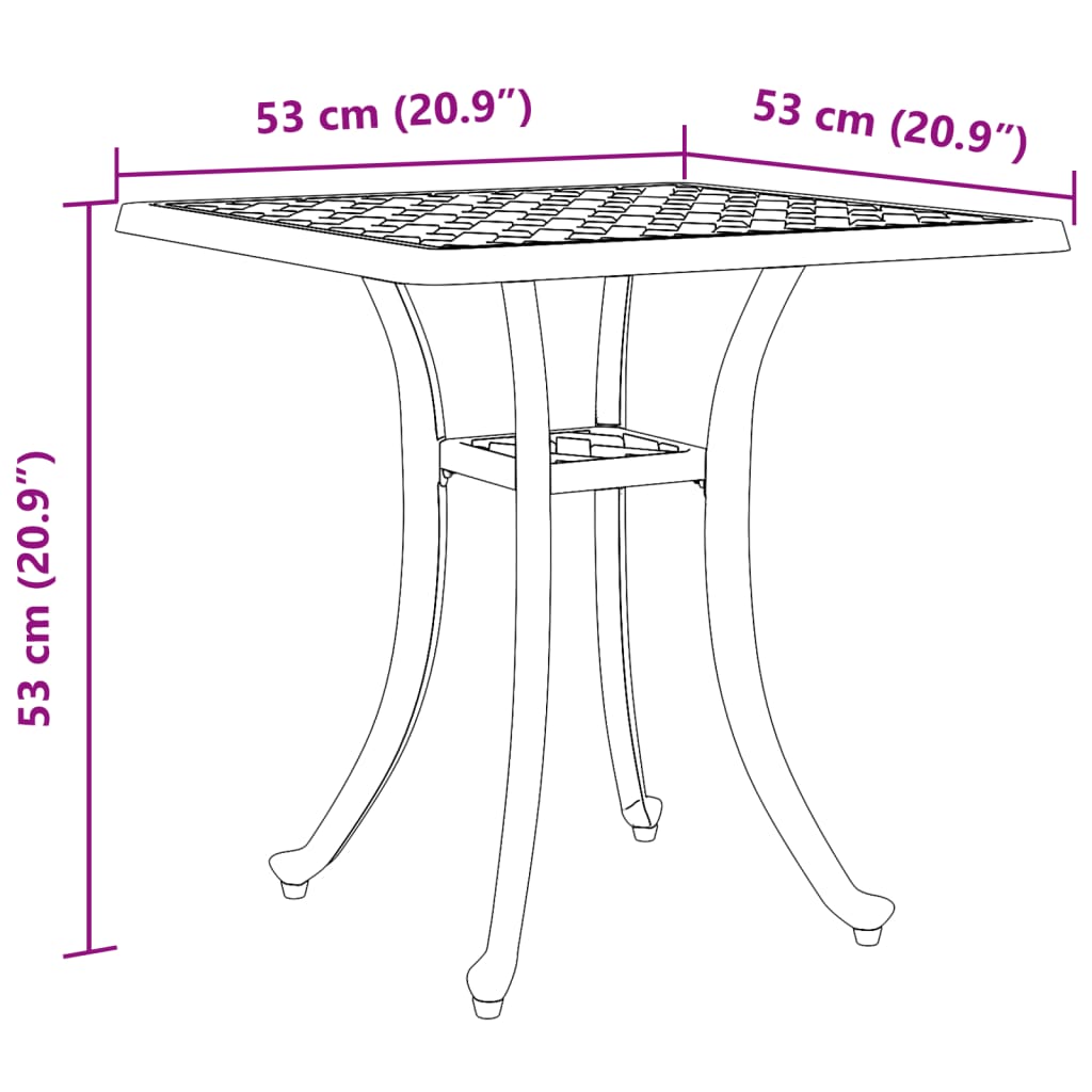 Tuintafel 53x53x53 cm gietaluminium bronskleurig - AllerleiShop