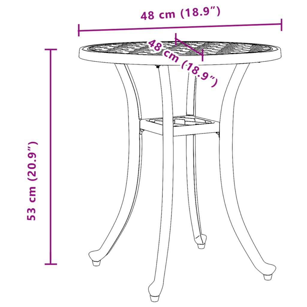 Tuintafel Ø 48x53 cm gietaluminium bronskleurig - AllerleiShop