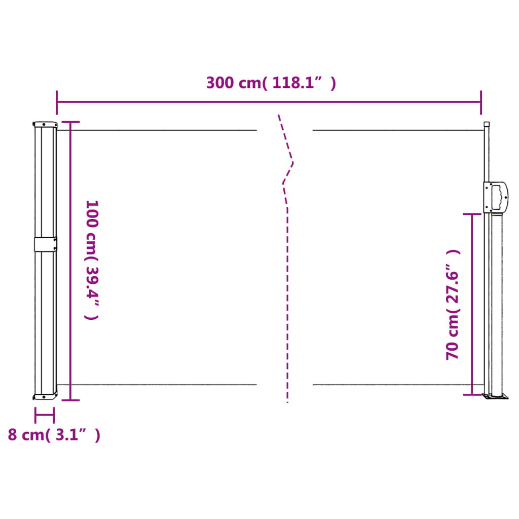 Windscherm uittrekbaar 100x300 cm crèmekleurig - AllerleiShop